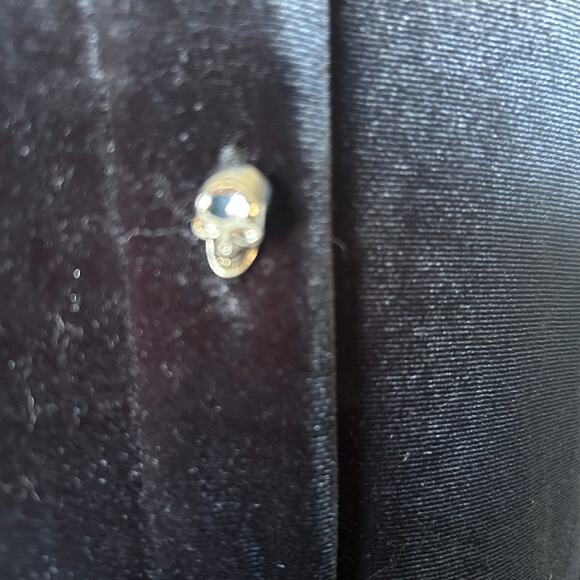 ModCloth Black Velvet Dress – L – Skull Button Goth Wednesday Style - Picture 3 of 6